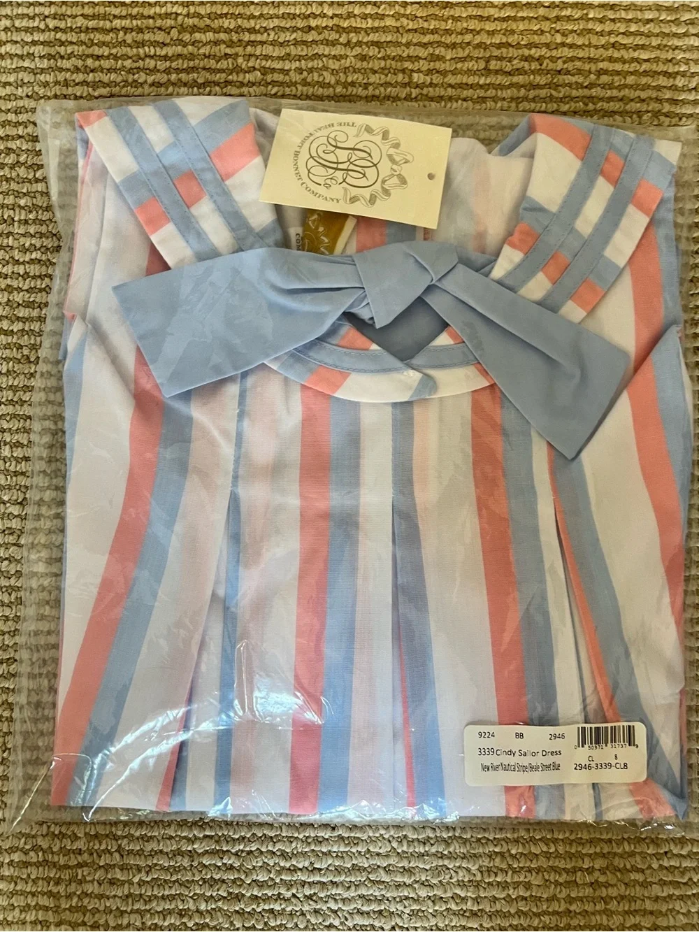 Striped Pink & Blue Bow-Front Girls Sailor Dress